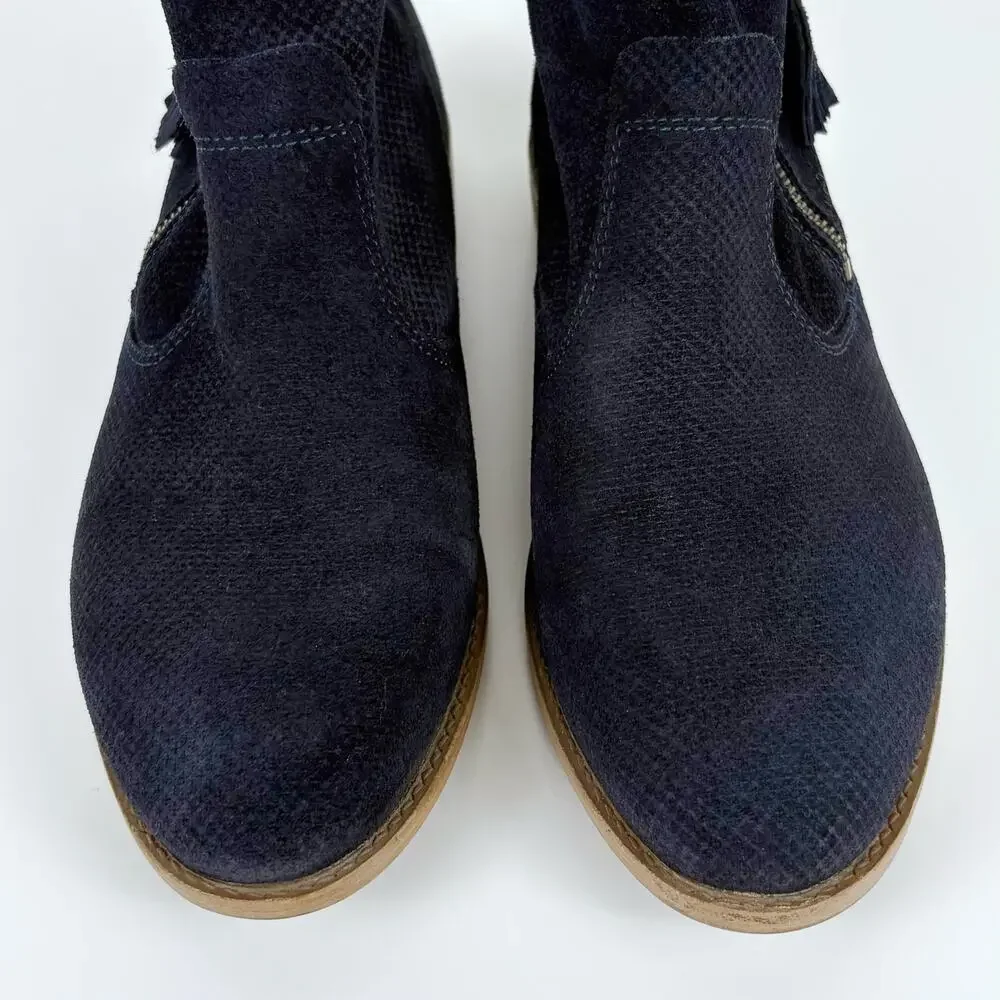 Tamaris Cigarra Suede Leather Ankle Boots in Blue Size 39